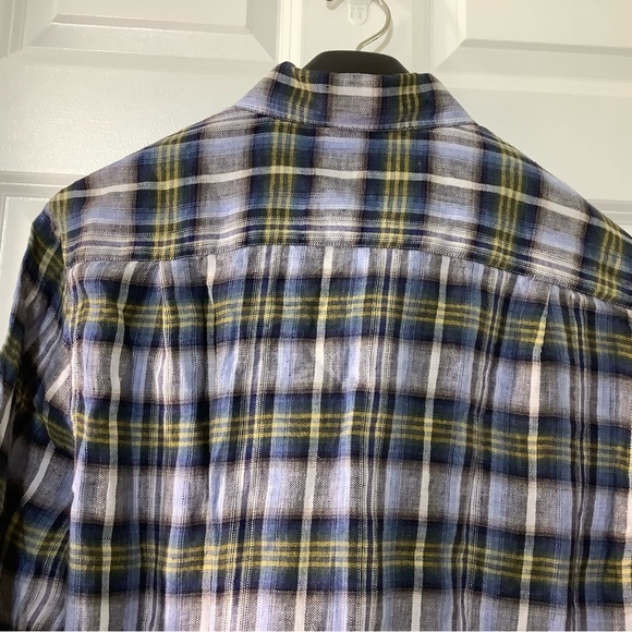 32 Bar Blues Men's Plaid Button-Up Shirt - size Large NWT. 100% linen. - Picture 5 of 12
